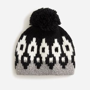 NWT J.Crew Collection Fair Isle beanie in alpaca | Black, gray, off-white